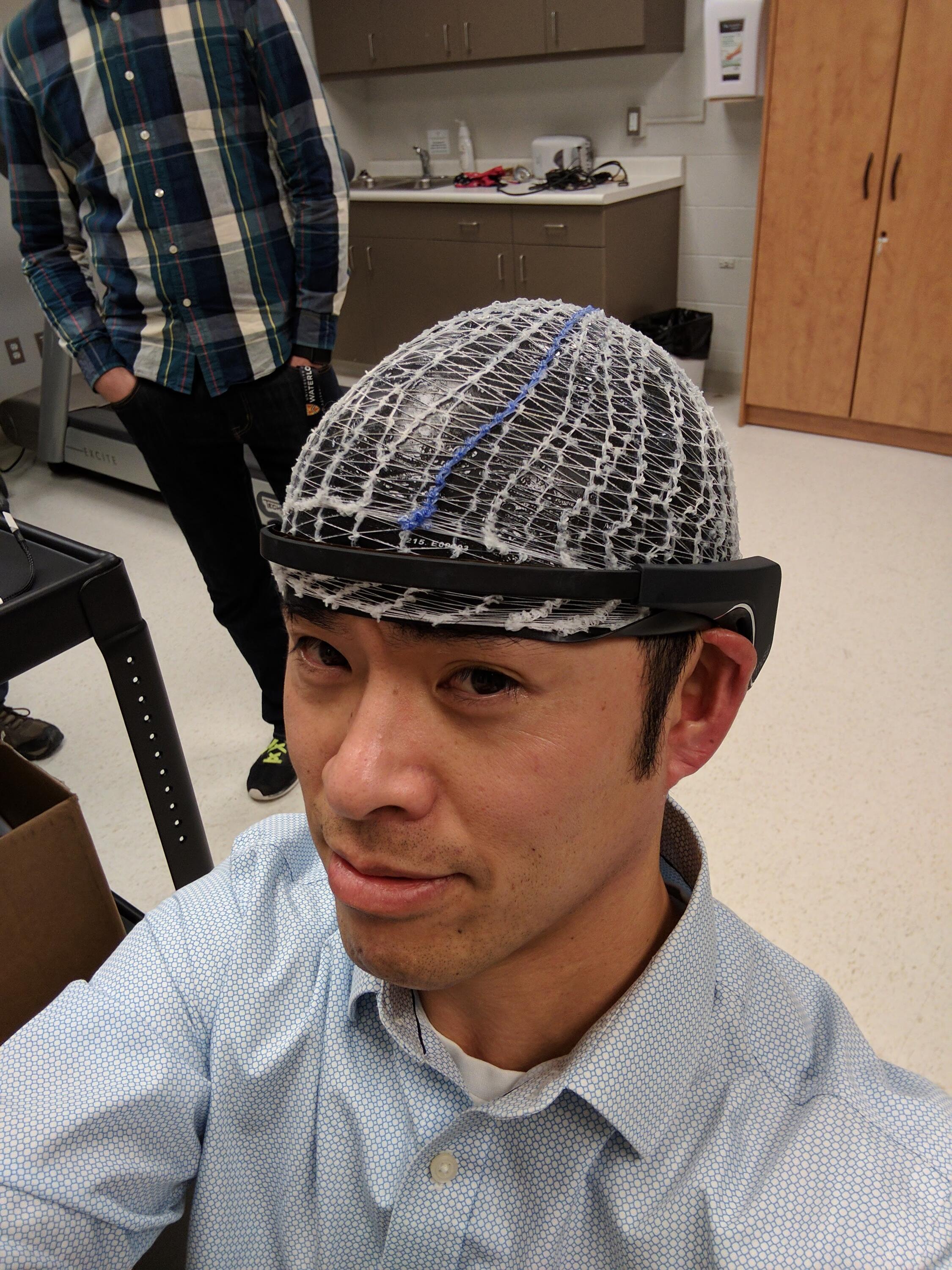 Professor Tung with special head gear 