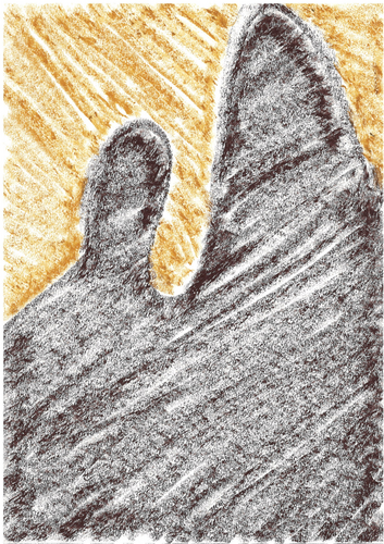 An artwork created by NW - this artwork depicts thick molasses dripping down the page.