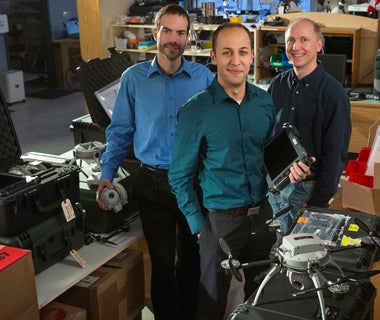 Aeryon Labs founders Michael Peasgood, Dave Kroetsch and Steffan Lindner