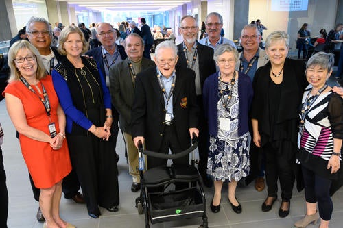Park and Vera Reilly pose with former students and friends at Alumni Weekend 2019.
