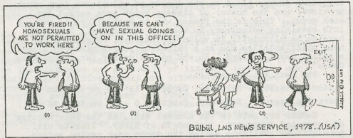 Comic from the December 1982 GLOW newsletter