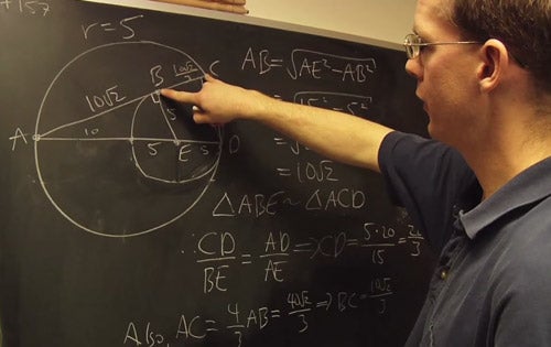 Math lecturer Ian VanderBurgh teaches math 