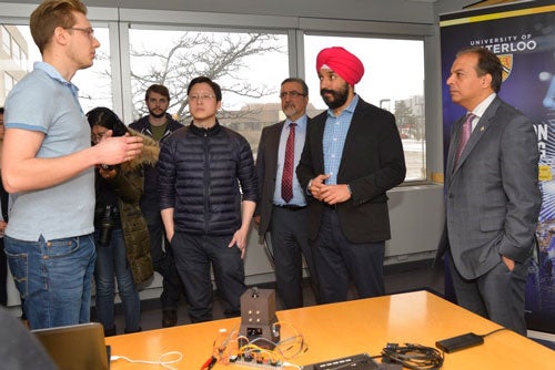 Minister Bains tours VIP lab prior launch of the Waterloo Artificial Intelligence Institute