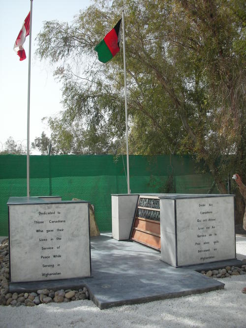 Monument dedicated to Canadian soldiers in Kandahar Airfield