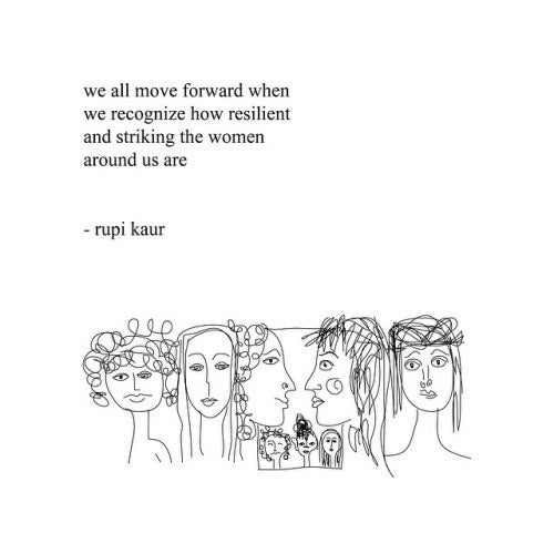 Untitled Poem by Rupi Kaur with cartoon drawings of women, link to text version of poem
