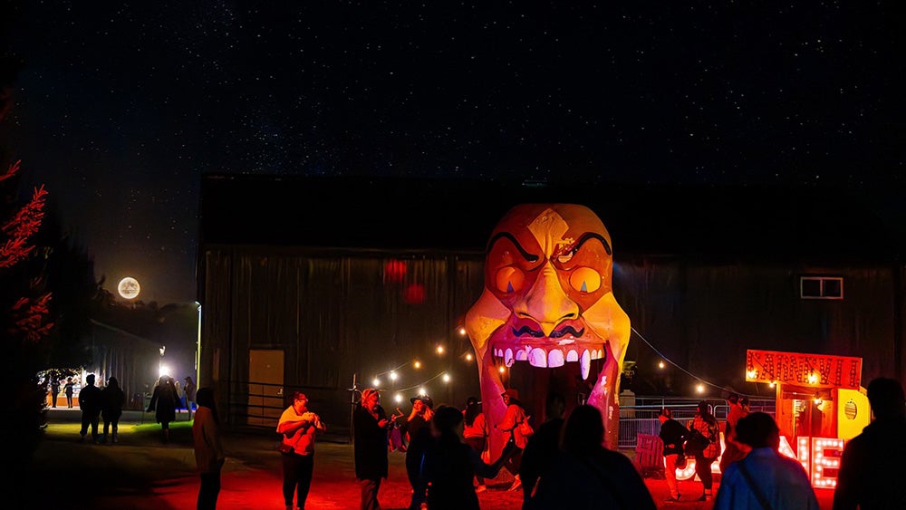 Fear Farm at night at Snyder's Farm