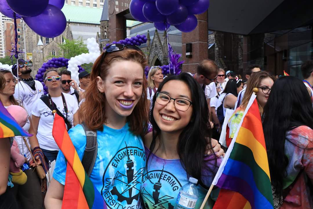 Mariko Shimoda with a friend at the Toronto Pride Parade
