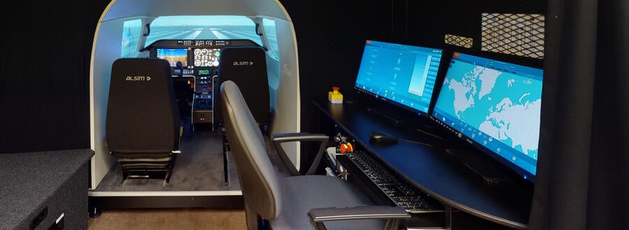 Inside the flight simulator