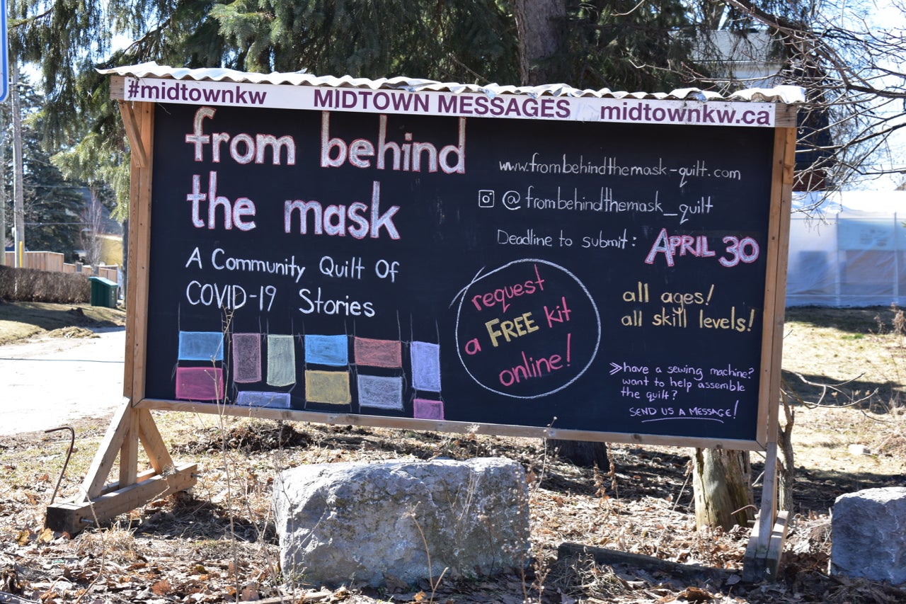 From Behind the Mask chalkboard sign
