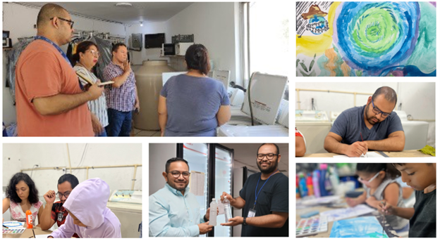 Water filtration system in laundrette and water color workshop with recycled water, Monterrey, Mexico 2023.