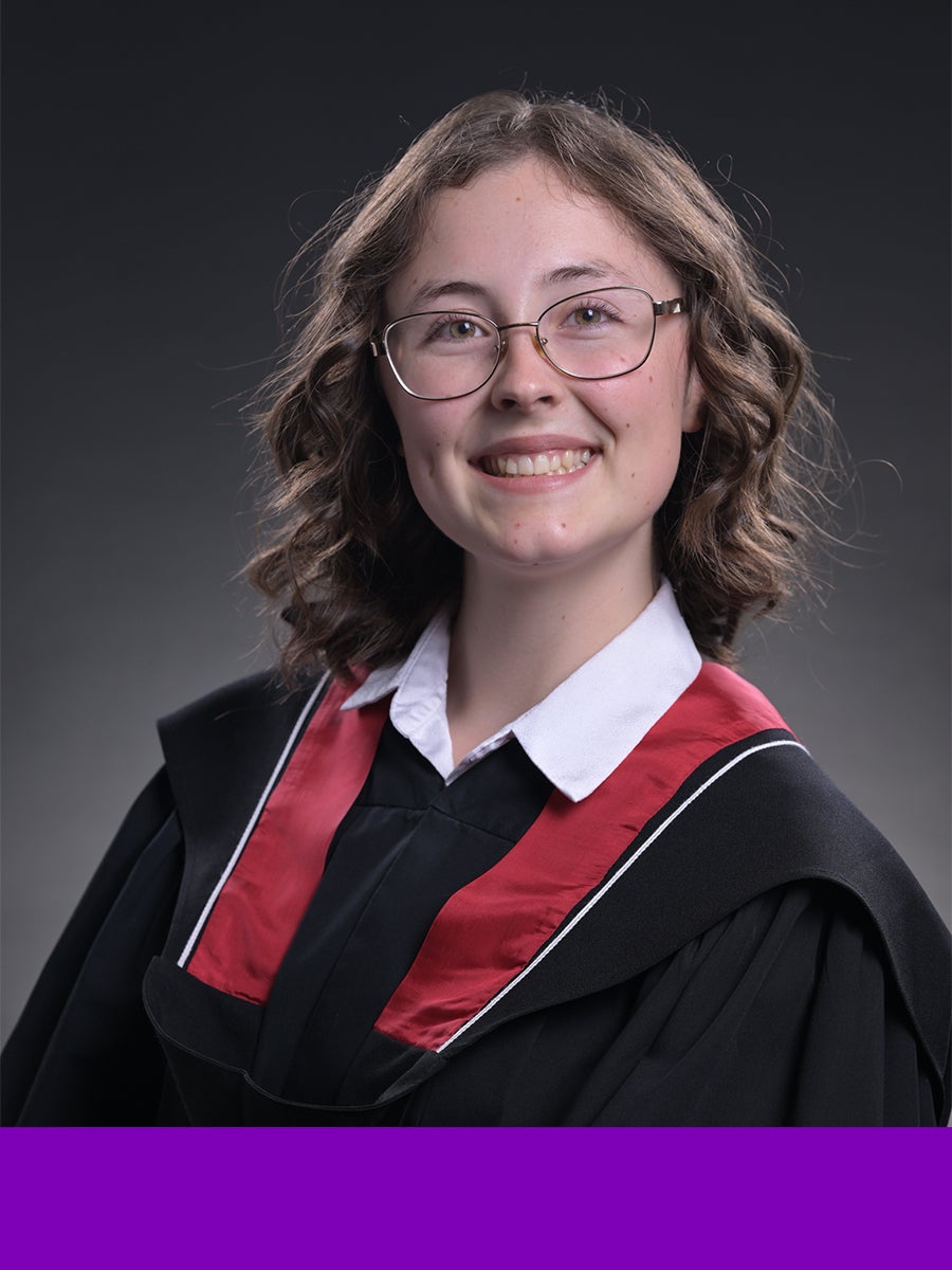 Kate Bendall with bottom border featuring Faculty of Engineering purple 