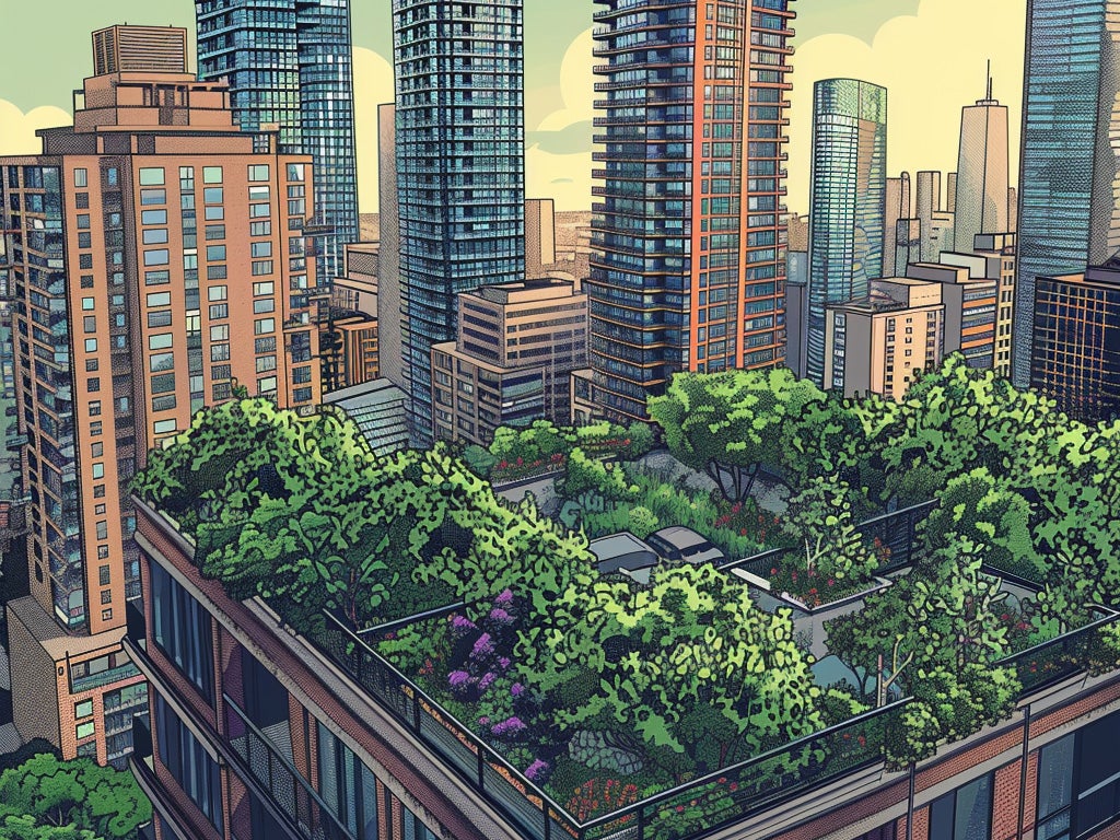 a green roof in a city