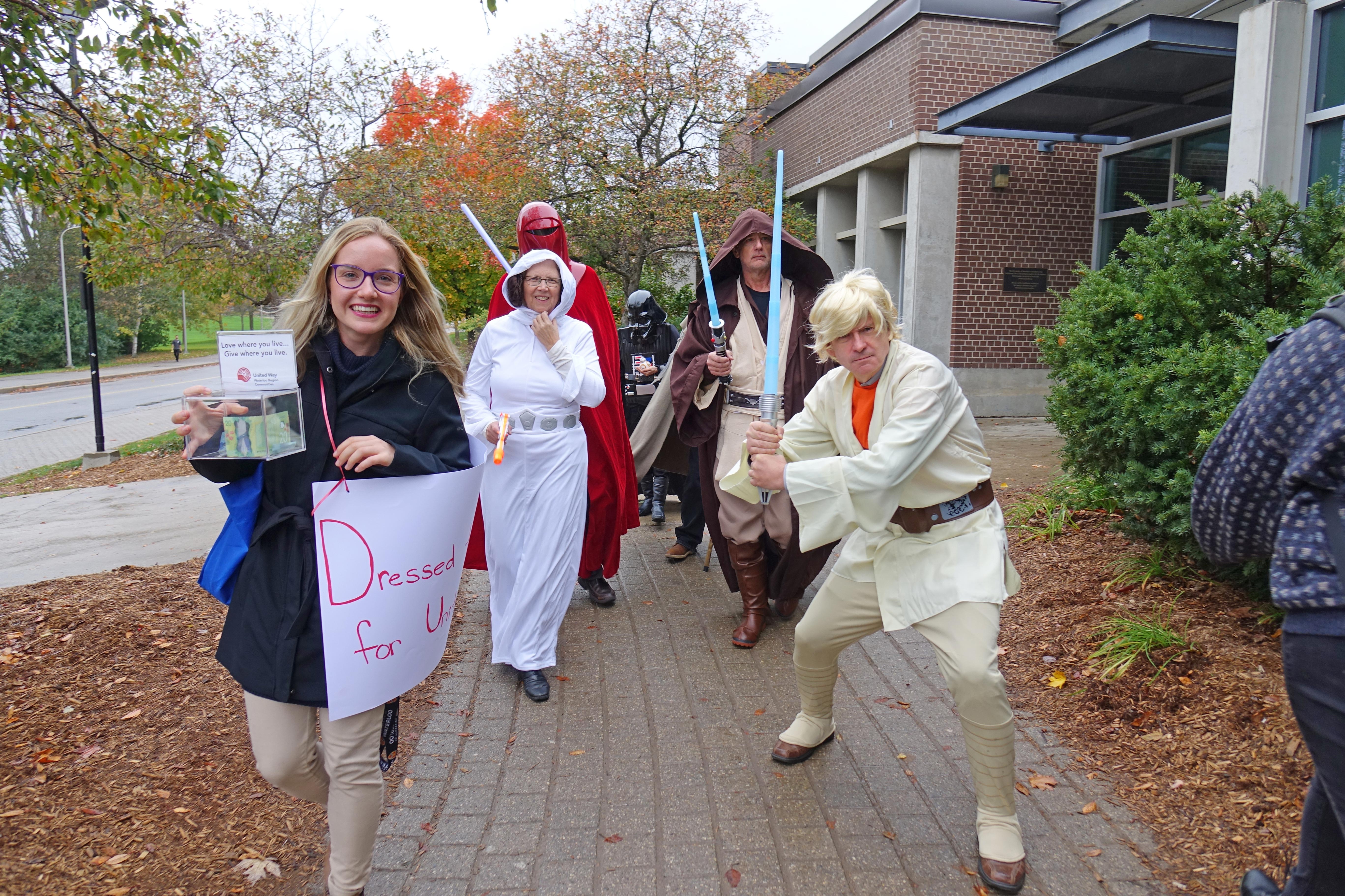 Landon Jennings raising awareness in front of student life centre