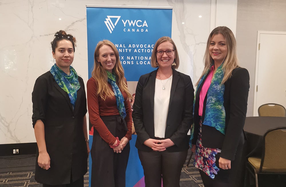 Roz Gunn and threecoworkers at YWCA Canada