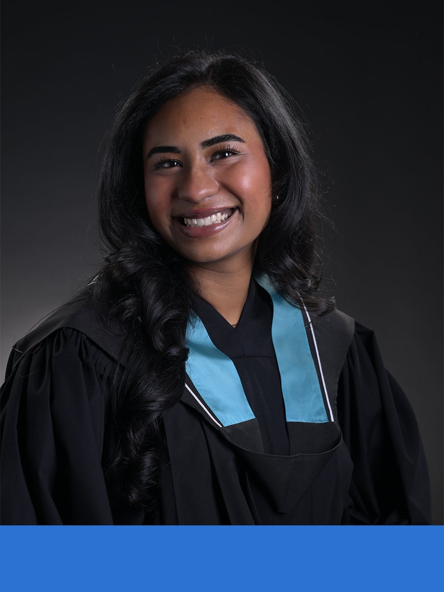 Christina Ashwini Vadivelu with bottom border featuring Faculty of Science blue