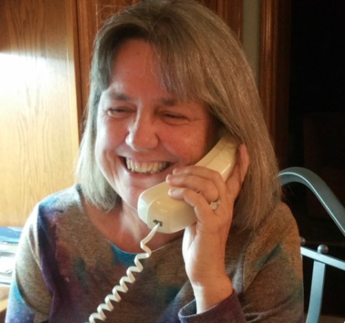 Donna Strickland on phone