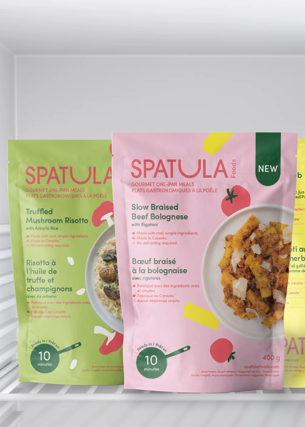 Frozen foods in freezer