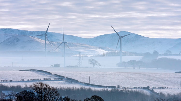 wind turbines in winter