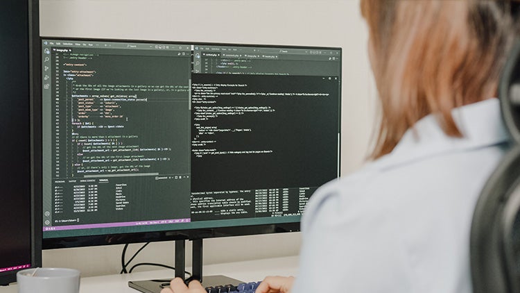 a woman coding
