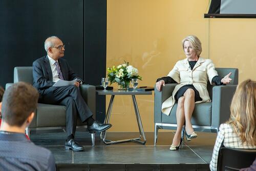 President Vivek Goel and Rose M. Patten discuss intentional leadership