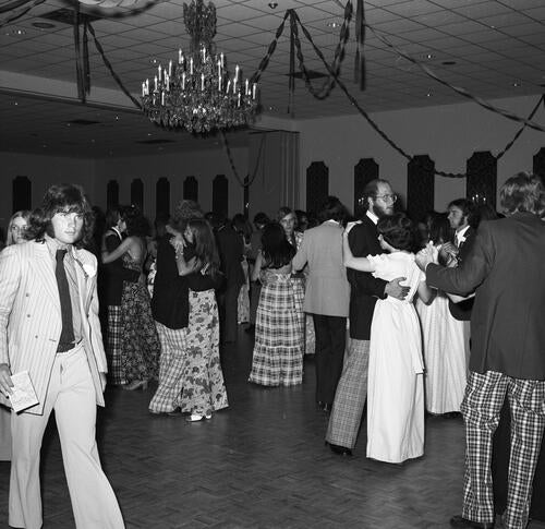 Students and community members gather for a dance, circa 1973