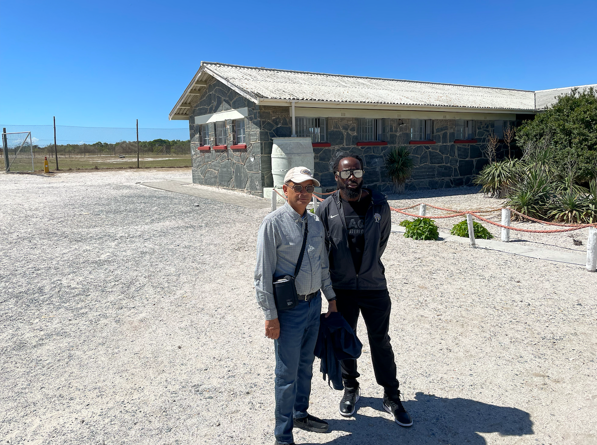 Vivek and Christopher at Robben Island prison where Nelson Mandela was imprisoned