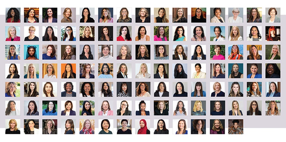 Composite image of photos of women honoured in the Top 100 list