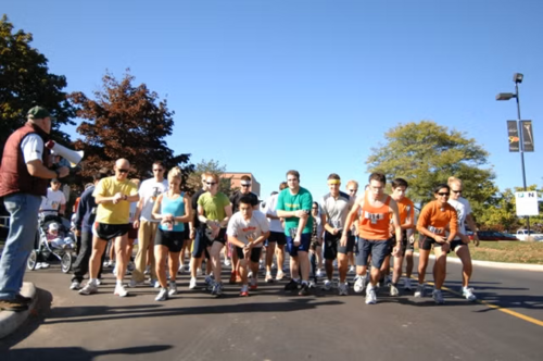 Runners line up for the start of the race