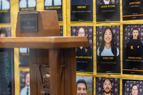 Picture of Diane Choi listed as student team manager in the trophy case