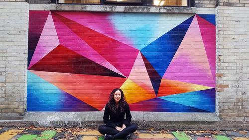Goudie’s Lane in downtown Kitchener, Stephanie Boutari created a mural that looks three-dimensional 