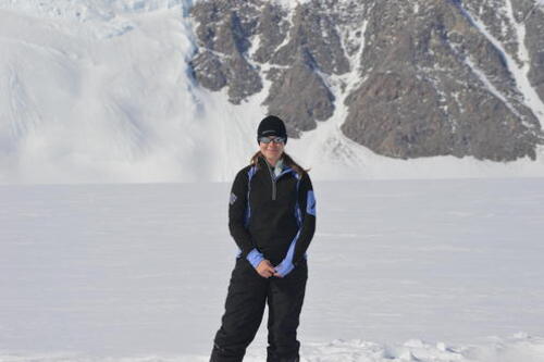Christine Dow on the Carnein Glacier, feeding into Nansen Ice Shelf, East Antarctica.