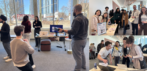 Collage of students working