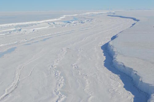 Nansen Ice Shelf fracture six months prior to breaking off in 2016