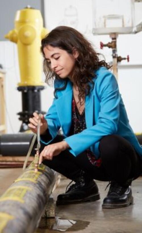 Doctoral student Roya Cody is a member of a University of Waterloo research team working to identify vulnerable water pipes before they burst.