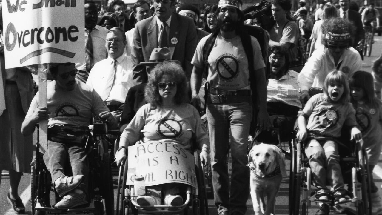 Protest for disability rights in Washington, DC, 1990