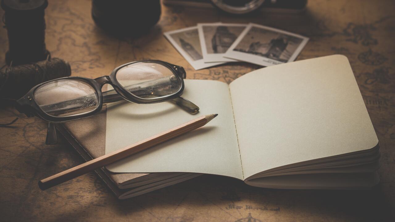 Glasses and journal