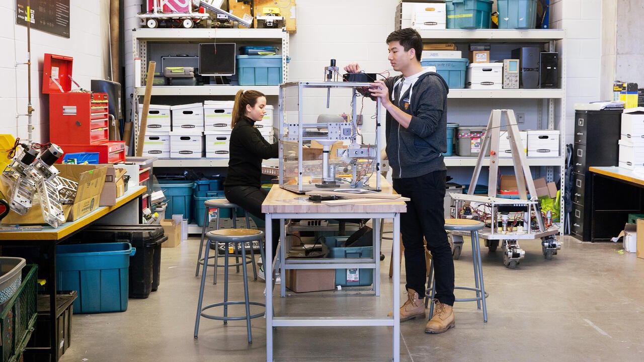 students working in lab