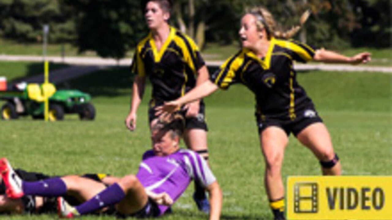 women's rugby game, article contains video