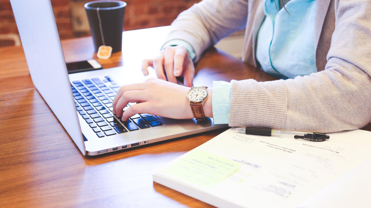 Woman working at laptop