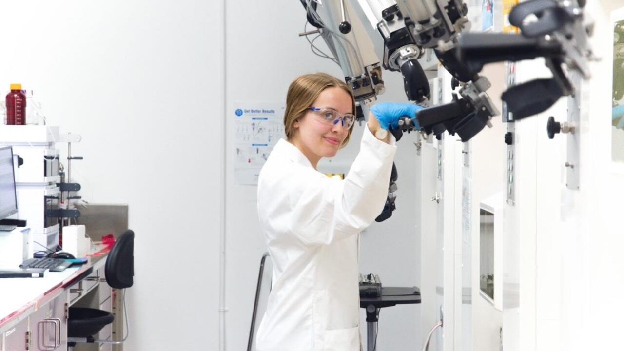 Brooke McNeil working in a lab