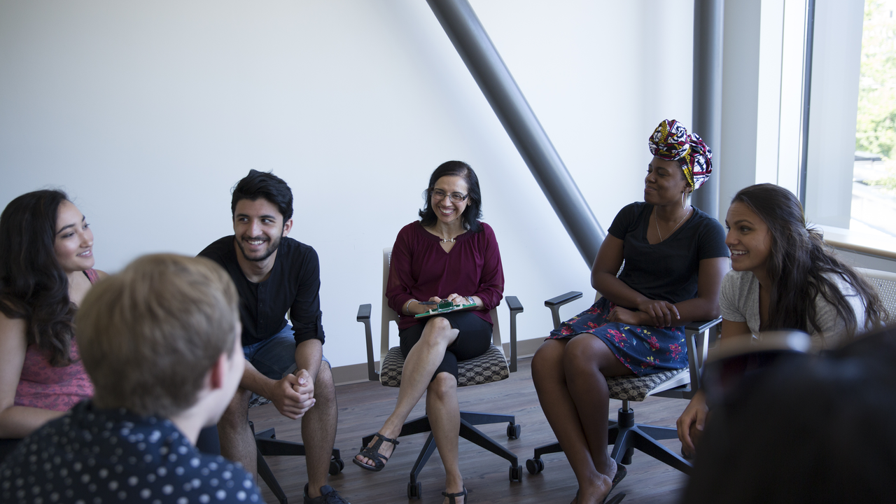 Waterloo students in group wellness counselling session