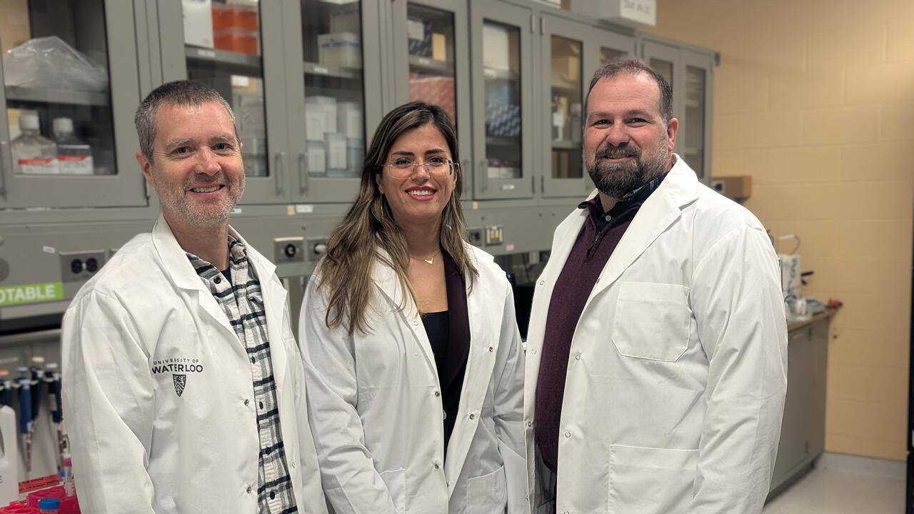(l-r) Dr. Brian Ingalls, Dr. Sara Sadr and Dr. Marc Aucoin in their lab.