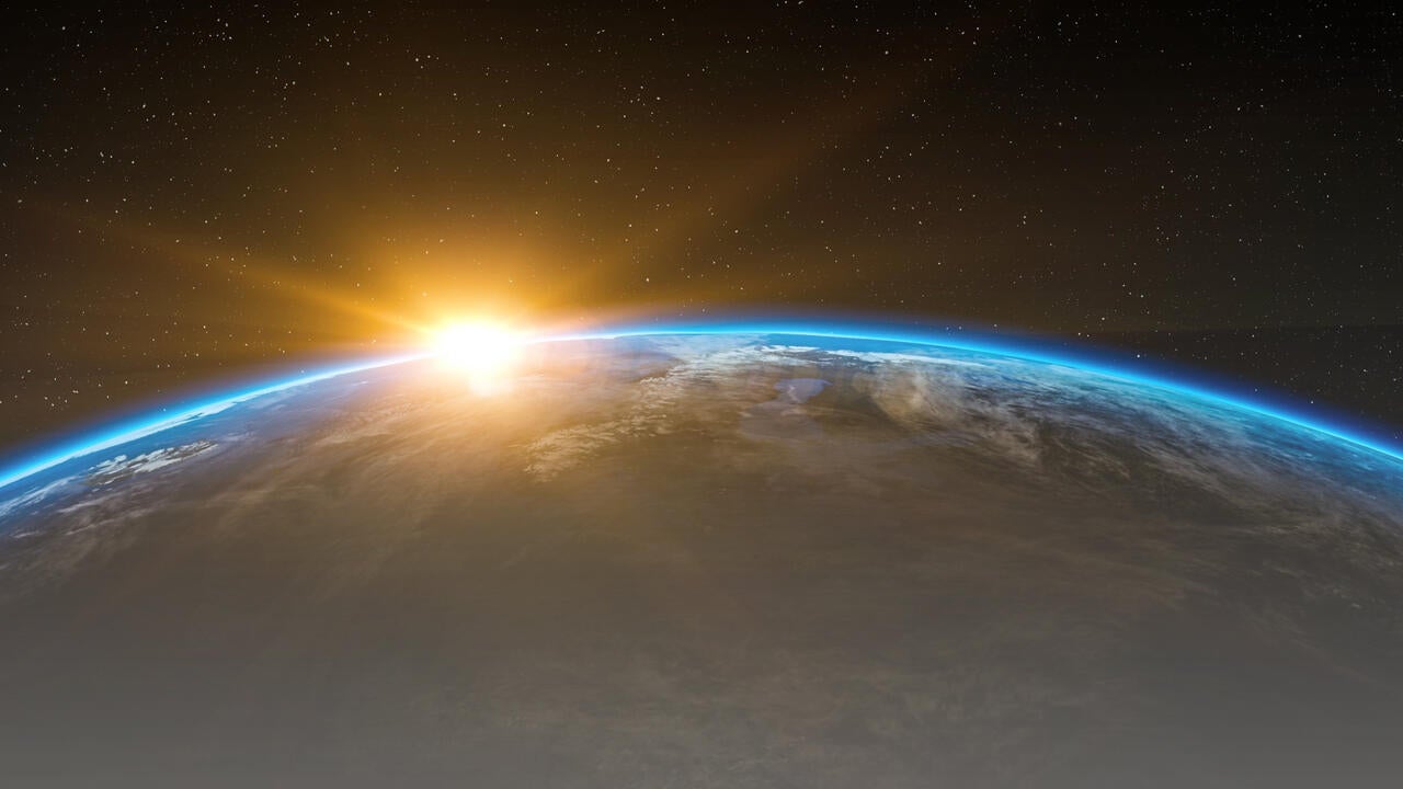 Sun rising over Earth