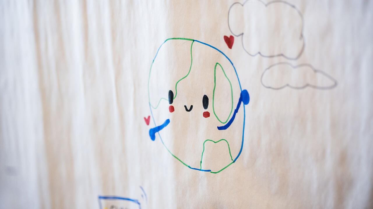 Cartoon drawing of the planet.