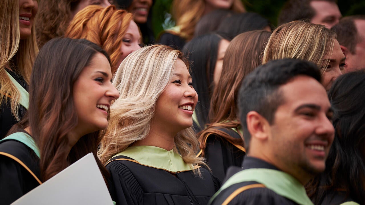 Graduates gathering for photo