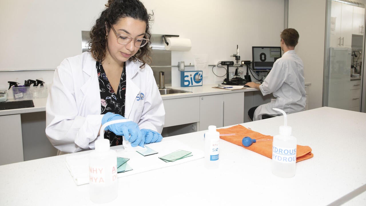 Researcher working in a lab.