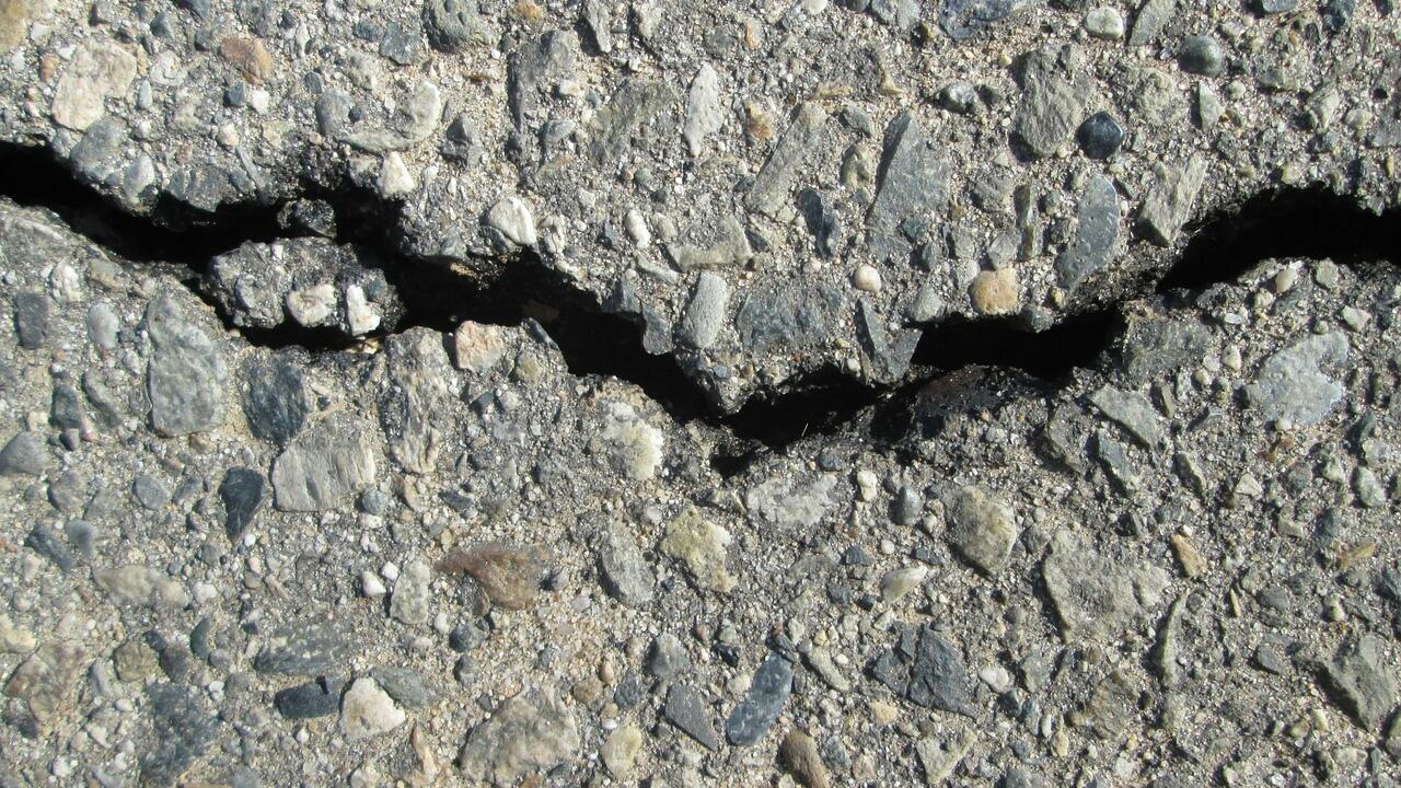 Crack in asphalt