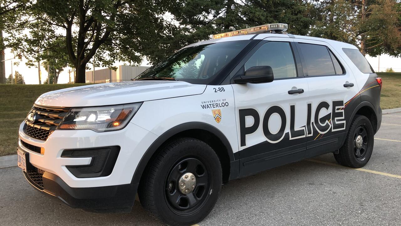 Police services vehicle parked on campus