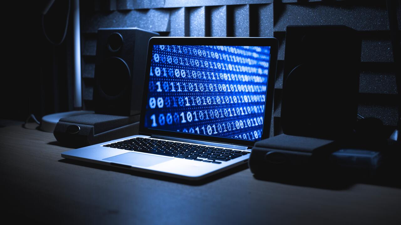 A laptop computer in moody image.