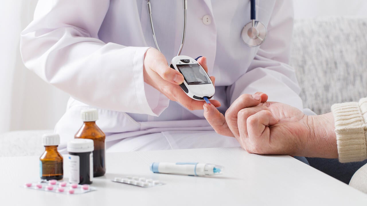 Diabetes patient getting their blood checked